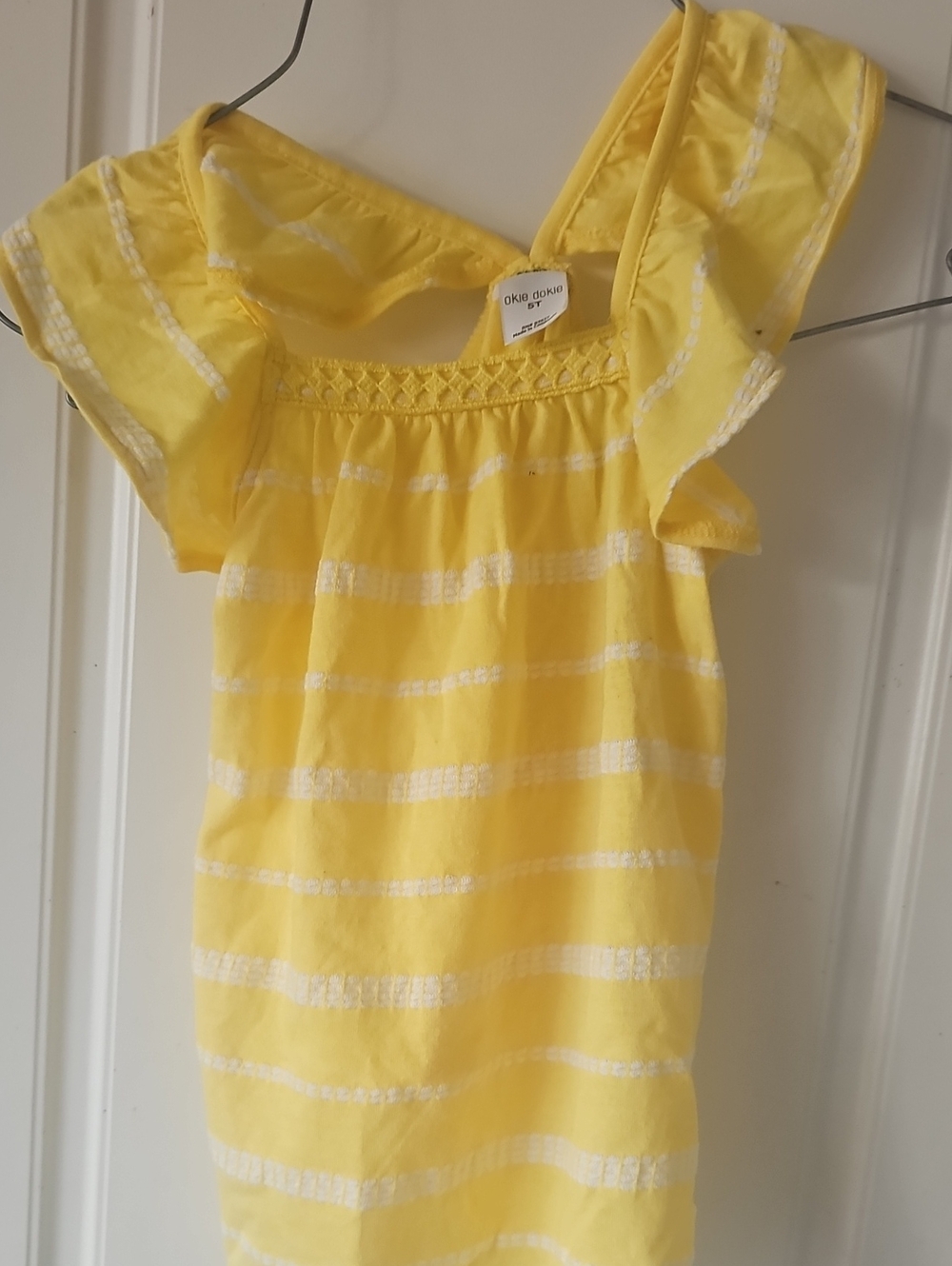 tokidoki Yellow and White Striped Flutter Sleeve Dress